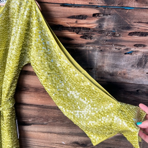 VICKY TIEL | NWT Lime Green Sequin Dress S - Picture 6 of 8